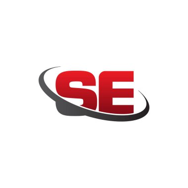 Initial letters SE, swoosh orbit ring logo, red gray black, vector template elements for business, company, creative industry