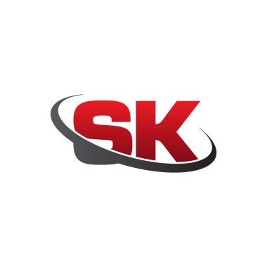 Initial letters SK, swoosh orbit ring logo, red gray black, vector template elements for business, company, creative industry