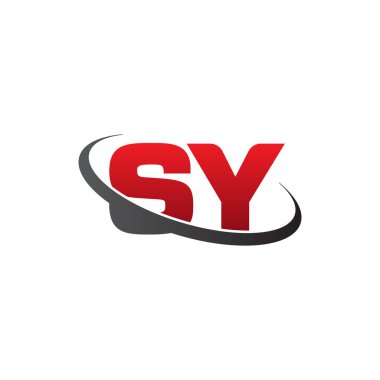 Initial letters SY, swoosh orbit ring logo, red gray black, vector template elements for business, company, creative industry