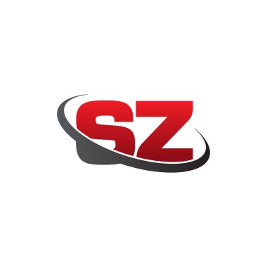 Initial letters SZ, swoosh orbit ring logo, red gray black, vector template elements for business, company, creative industry