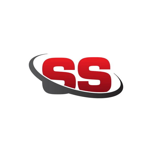 Initial Letters Swoosh Orbit Ring Logo Red Gray Black Vector — Vettoriale Stock