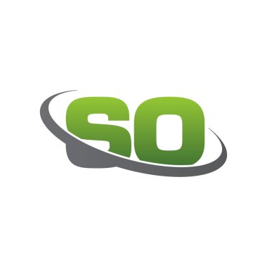 Initial letters SO, swoosh orbit ring logo, green gray silver, vector template elements for business, company, creative industry