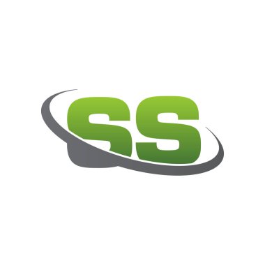 Initial letters SS, swoosh orbit ring logo, green gray silver, vector template elements for business, company, creative industry