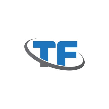 Initial letters TF, swoosh orbit ring logo, blue gray, vector template elements for business, company, creative industry