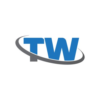 Initial letters TW, swoosh orbit ring logo, blue gray, vector template elements for business, company, creative industry