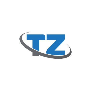 Initial letters TZ, swoosh orbit ring logo, blue gray, vector template elements for business, company, creative industry