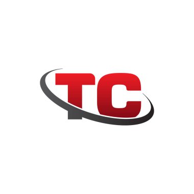 Initial letters TC, swoosh orbit ring logo, red gray black, vector template elements for business, company, creative industry