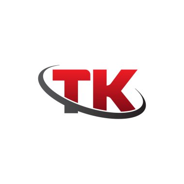 Initial letters TK, swoosh orbit ring logo, red gray black, vector template elements for business, company, creative industry