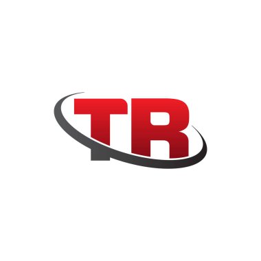 Initial letters TR, swoosh orbit ring logo, red gray black, vector template elements for business, company, creative industry