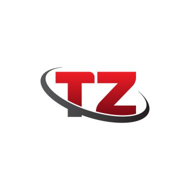 Initial letters TZ, swoosh orbit ring logo, red gray black, vector template elements for business, company, creative industry