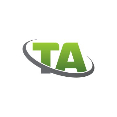 Initial letters TA, swoosh orbit ring logo, green gray silver, vector template elements for business, company, creative industry