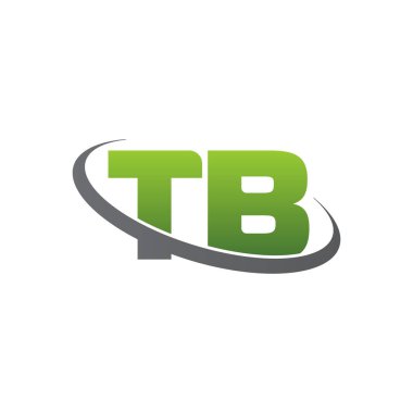 Initial letters TB, swoosh orbit ring logo, green gray silver, vector template elements for business, company, creative industry