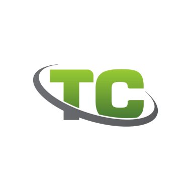Initial letters TC, swoosh orbit ring logo, green gray silver, vector template elements for business, company, creative industry