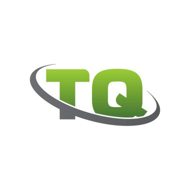 Initial letters TQ, swoosh orbit ring logo, green gray silver, vector template elements for business, company, creative industry