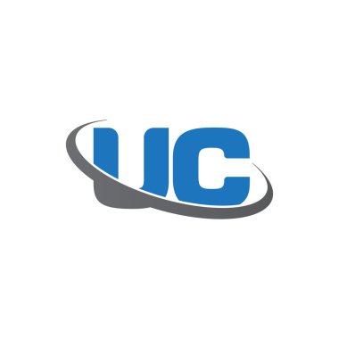 Initial letters UC, swoosh orbit ring logo, blue gray, vector template elements for business, company, creative industry