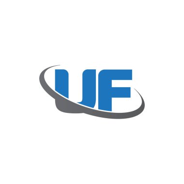 Initial letters UF, swoosh orbit ring logo, blue gray, vector template elements for business, company, creative industry