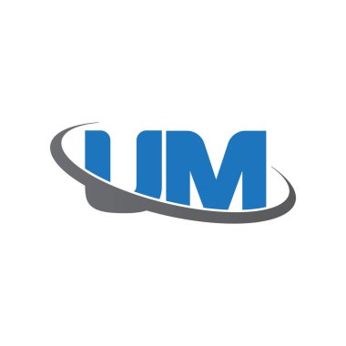 Initial letters UM, swoosh orbit ring logo, blue gray, vector template elements for business, company, creative industry