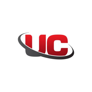 Initial letters UC, swoosh orbit ring logo, red gray black, vector template elements for business, company, creative industry