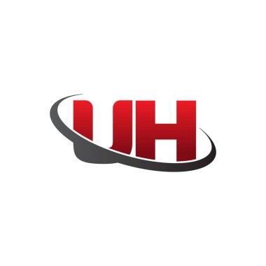 Initial letters UH, swoosh orbit ring logo, red gray black, vector template elements for business, company, creative industry