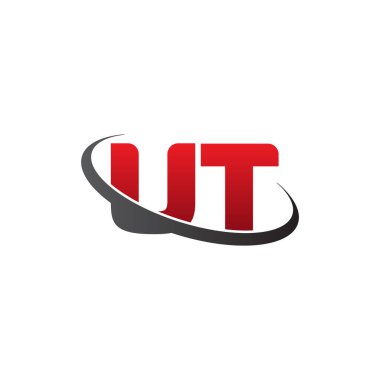 Initial letters UT, swoosh orbit ring logo, red gray black, vector template elements for business, company, creative industry