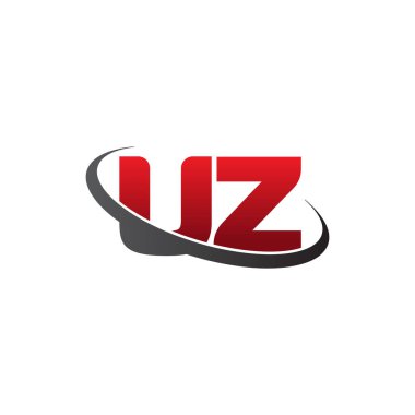Initial letters UZ, swoosh orbit ring logo, red gray black, vector template elements for business, company, creative industry