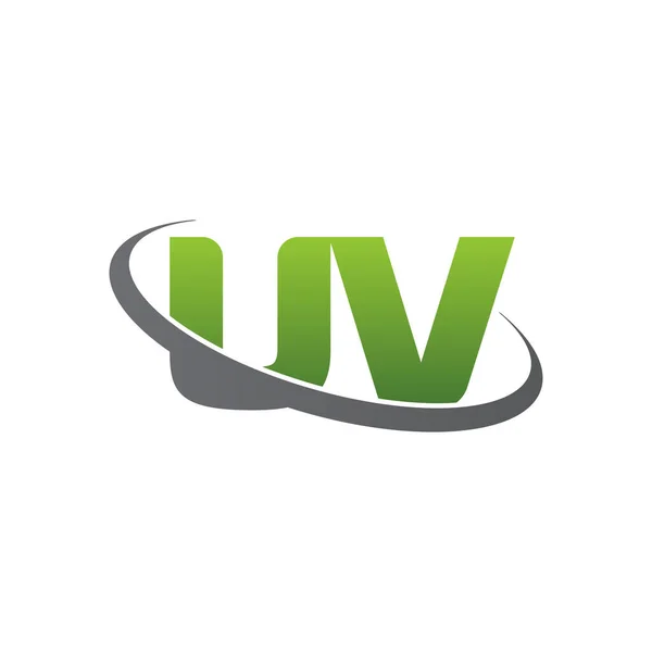 Initial Letters Swoosh Orbit Ring Logo Green Gray Silver Vector — Stockvektor