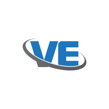 Initial letters VE, swoosh orbit ring logo, blue gray, vector template elements for business, company, creative industry