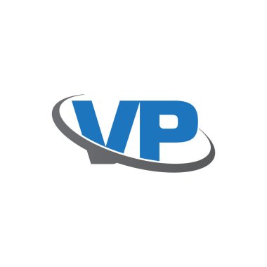 Initial letters VP, swoosh orbit ring logo, blue gray, vector template elements for business, company, creative industry