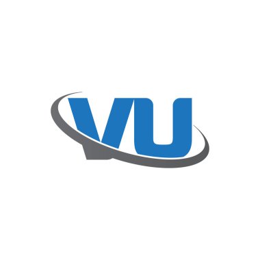 Initial letters VU, swoosh orbit ring logo, blue gray, vector template elements for business, company, creative industry