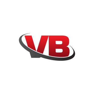 Initial letters VB, swoosh orbit ring logo, red gray black, vector template elements for business, company, creative industry