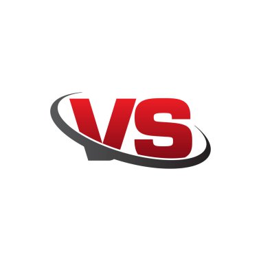 Initial letters VS, swoosh orbit ring logo, red gray black, vector template elements for business, company, creative industry