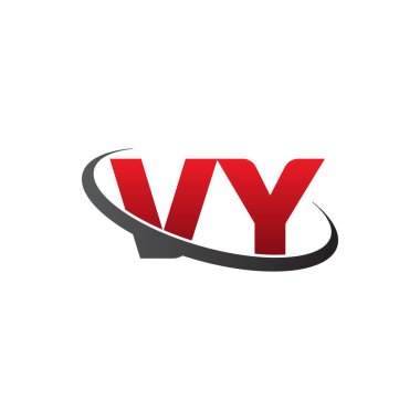 Initial letters VY, swoosh orbit ring logo, red gray black, vector template elements for business, company, creative industry