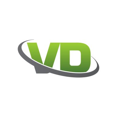 Initial letters VD, swoosh orbit ring logo, green gray silver, vector template elements for business, company, creative industry