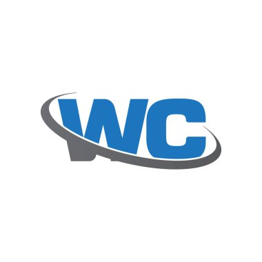 Initial letters WC, swoosh orbit ring logo, blue gray, vector template elements for business, company, creative industry