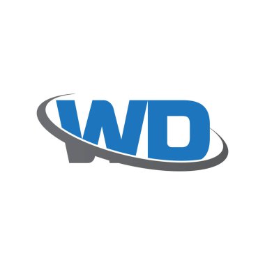 Initial letters WD, swoosh orbit ring logo, blue gray, vector template elements for business, company, creative industry