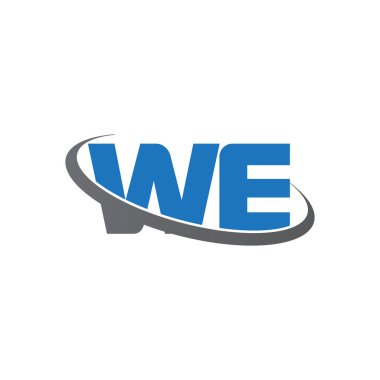 Initial letters WE, swoosh orbit ring logo, blue gray, vector template elements for business, company, creative industry