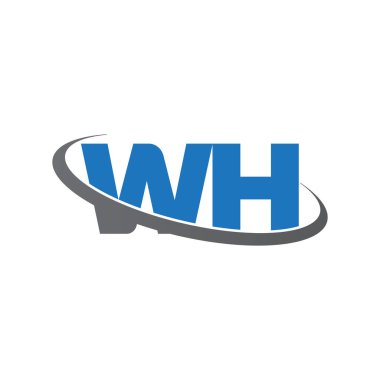 Initial letters WH, swoosh orbit ring logo, blue gray, vector template elements for business, company, creative industry