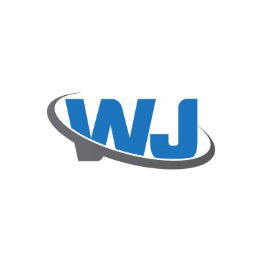 Initial letters WJ, swoosh orbit ring logo, blue gray, vector template elements for business, company, creative industry