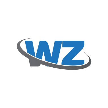 Initial letters WZ, swoosh orbit ring logo, blue gray, vector template elements for business, company, creative industry