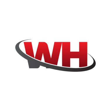 Initial letters WH, swoosh orbit ring logo, red gray black, vector template elements for business, company, creative industry