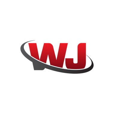 Initial letters WJ, swoosh orbit ring logo, red gray black, vector template elements for business, company, creative industry