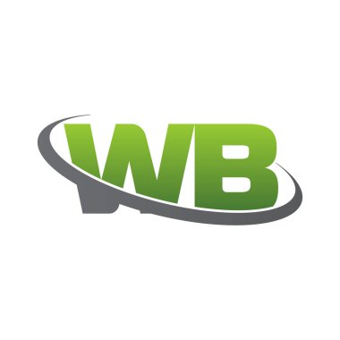 Initial letters WB, swoosh orbit ring logo, green gray silver, vector template elements for business, company, creative industry