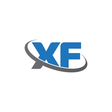 Initial letters XF, swoosh orbit ring logo, blue gray, vector template elements for business, company, creative industry