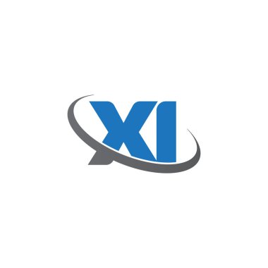 Initial letters XI, swoosh orbit ring logo, blue gray, vector template elements for business, company, creative industry