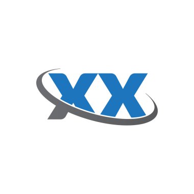 Initial letters XX, swoosh orbit ring logo, blue gray, vector template elements for business, company, creative industry