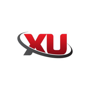 Initial letters XU, swoosh orbit ring logo, red gray black, vector template elements for business, company, creative industry