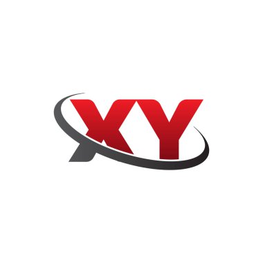 Initial letters XY, swoosh orbit ring logo, red gray black, vector template elements for business, company, creative industry