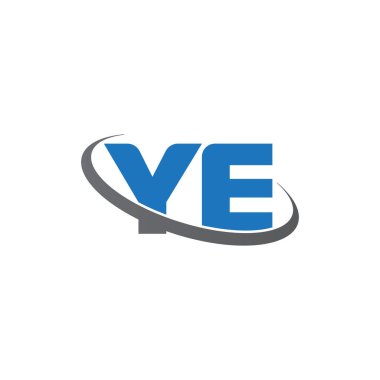Initial letters YE, swoosh orbit ring logo, blue gray, vector template elements for business, company, creative industry