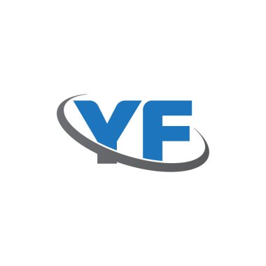 Initial letters YF, swoosh orbit ring logo, blue gray, vector template elements for business, company, creative industry