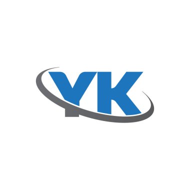 Initial letters YK, swoosh orbit ring logo, blue gray, vector template elements for business, company, creative industry